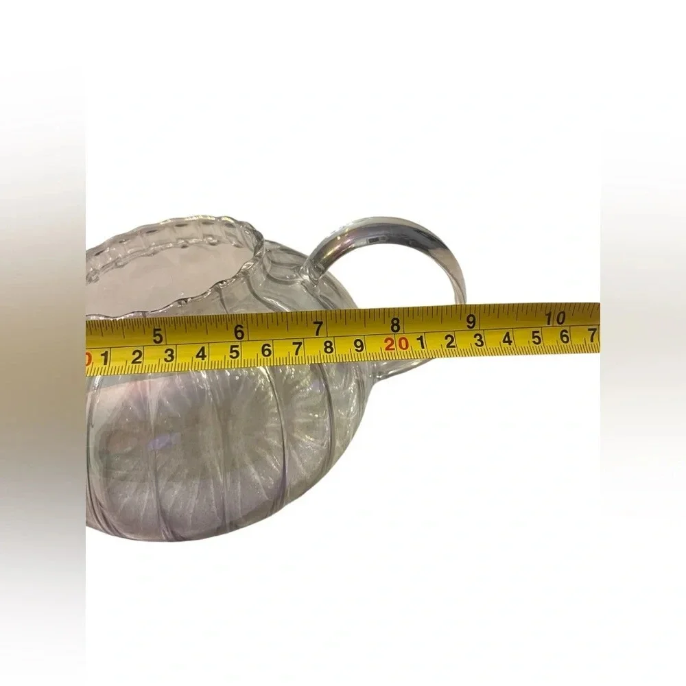 1950s Iridescent Clear Glass Tea Pot With Lid